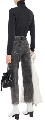 Sjyp Cropped Acid-wash Mid-rise Straight-leg Jeans