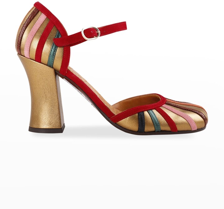 red multi colored heels