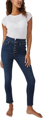 Free People We the Free Skyline Exposed Button High Waist Skinny Jeans
