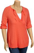 Thumbnail for your product : Old Navy Women's Plus Split-Neck Roll-Sleeve Sweaters