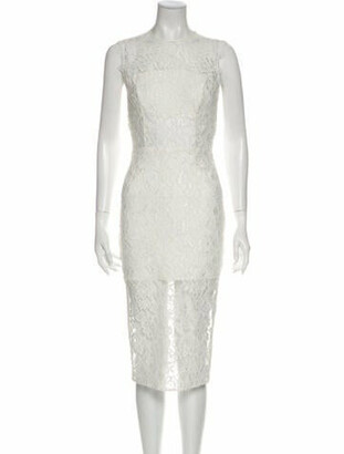 Alexis Lace Pattern Midi Length Dress White