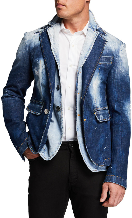 blue denim blazer mens