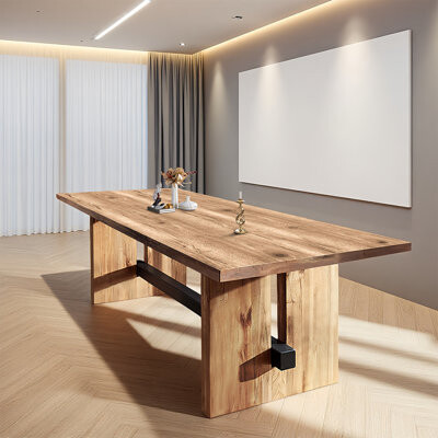 Millwood Pines Solid wood rectangular conference table