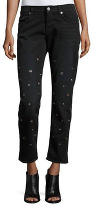 Hudson Stellar Riley Cropped Easy Slim Jeans, Gray/Black