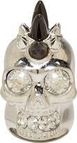 Thumbnail for your product : Alexander McQueen Silver Horn Studded Skull Ring