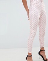 Thumbnail for your product : ASOS DESIGN high rise ridley 'skinny' jeans in pink mono print