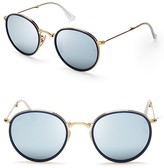 Thumbnail for your product : Ray-Ban Foldable Round Mirrored Sunglasses, 48mm