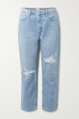 Citizens of Humanity + Net Sustain Marlee Cropped Distressed Organic High-rise Tapered Jeans - Light denim