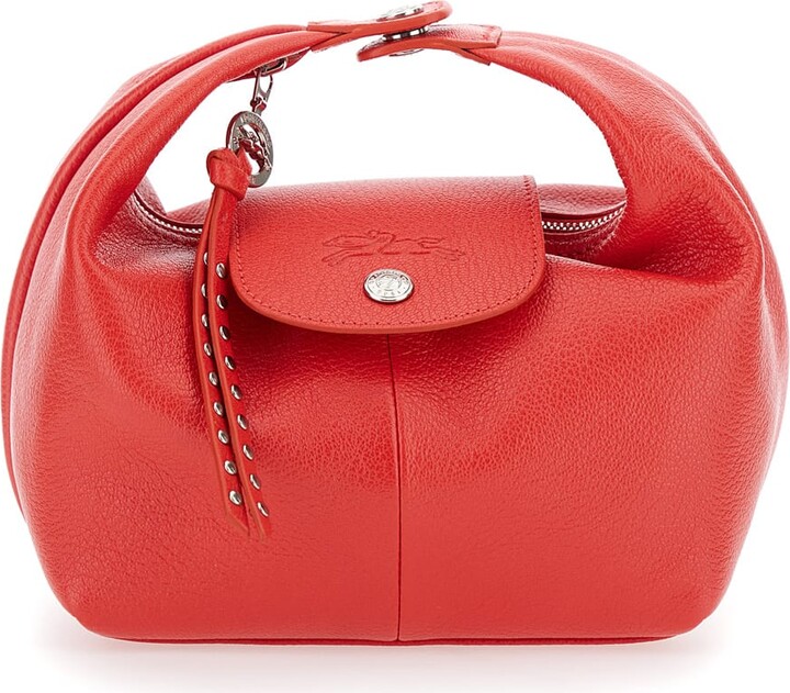 Longchamp 'le Pliage Portobello Xs' Red Handbag With Logo Embossed On The Front In Leather Woman