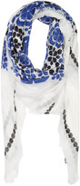 Thumbnail for your product : Alexander McQueen Royal Blue & White Floral Circle Pashmina Scarf