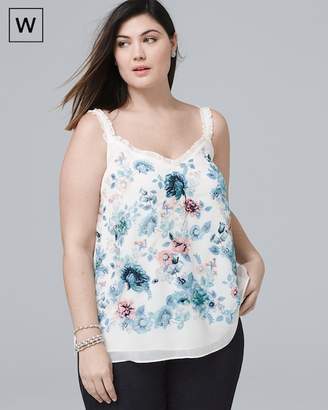 Whbm Plus Mixed-Media Floral Cami