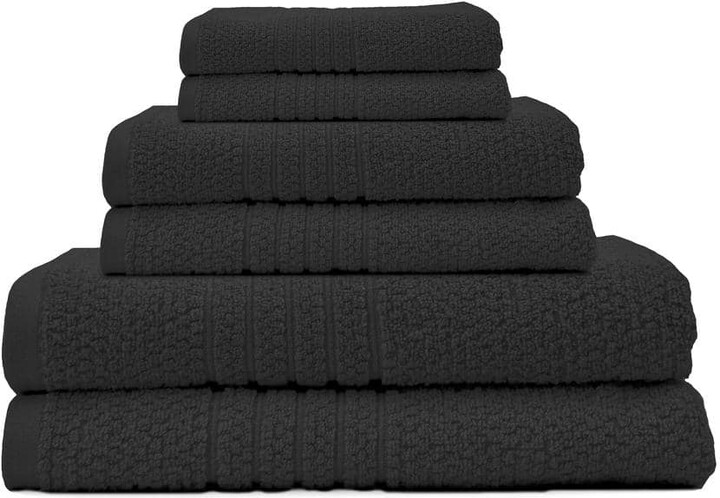 Lintex Softee 6-Piece Black Solid Cotton Bath Towel Set