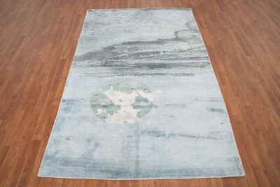 Rosecliff Heights Artistic Ocean-Inspired Abstract Rug 5x7 with Sky Moon Light
