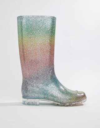 ASOS DESIGN Gransta rainbow glitter wellies