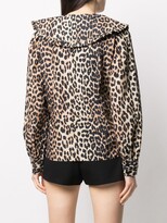 Thumbnail for your product : Ganni Exaggerated-Collar Leopard-Print Blouse