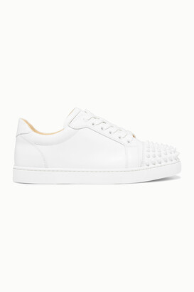 Christian Louboutin Viera Spikes Embellished Leather Sneakers - White - IT40