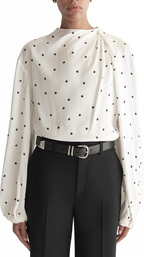 A.L.C. Blaire Polka Dot Satin Top In Ivory
