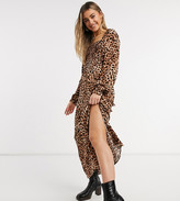 Thumbnail for your product : Stradivarius shirred top midi dress in leopard print