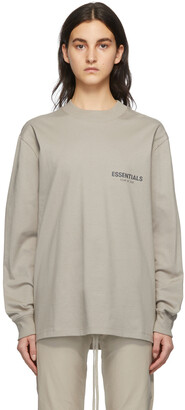 Essentials Tan Logo Long Sleeve T-Shirt