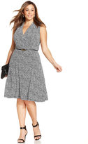 Thumbnail for your product : Jones New York Signature Jones New York Collection Plus Size Sleeveless Printed Faux-Wrap Dress