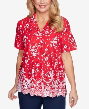 macys womens red blouses