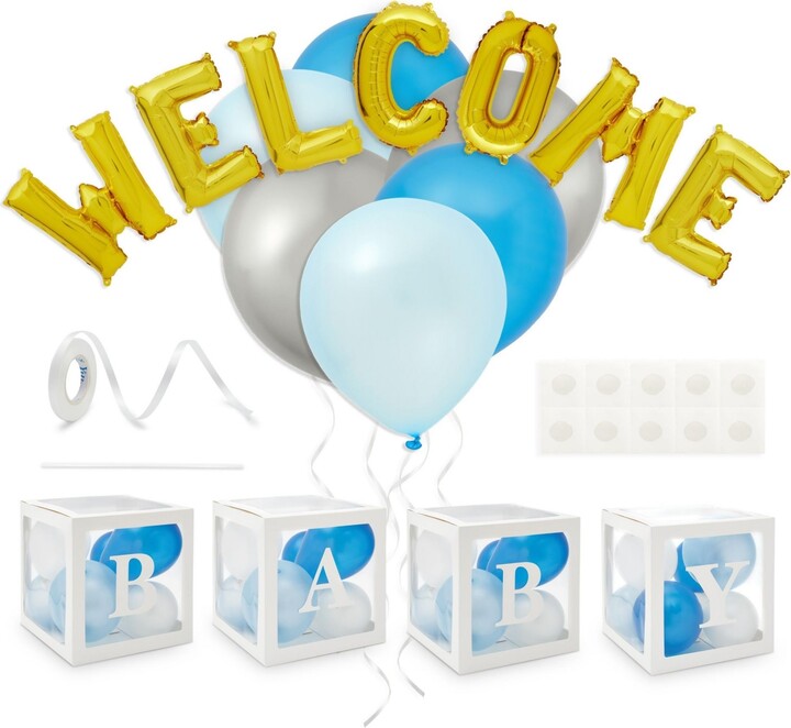 Sparkle And Bash Transparent Balloon Box Kit for Boy Baby Shower or Gender Reveal Party (69