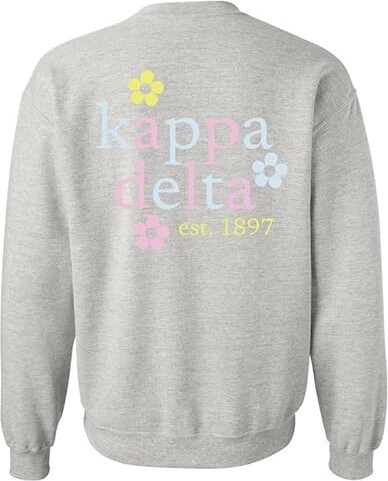 Kite and Crest Kappa Delta Sweatshirt - Kay Dee Pastel Floral Sorority Crewneck Sweatshirt Ash
