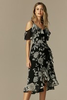 Thumbnail for your product : Wallis PETITE Monochrome Floral Print Ruffle Hem Dress