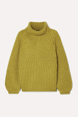 Stine Goya Nicholas Ribbed Mohair-blend Turtleneck Sweater - Lime green