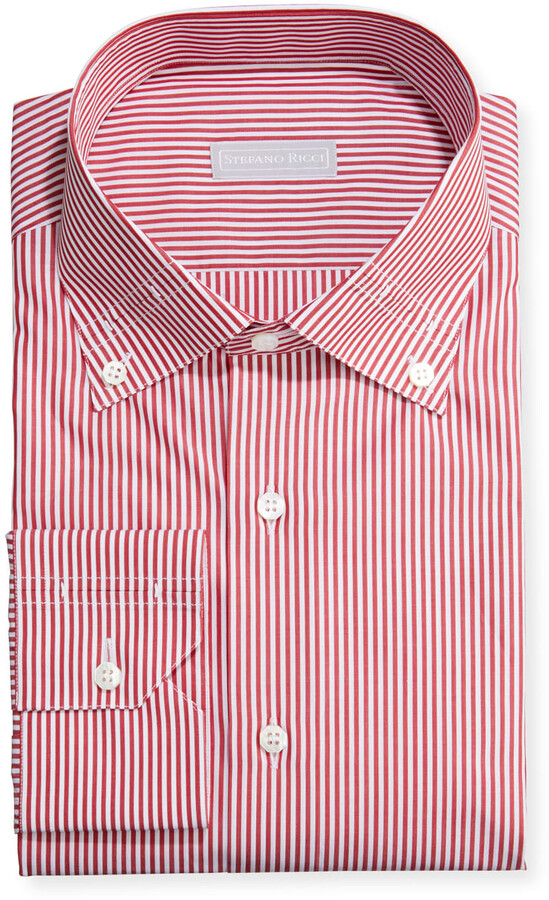 Red ☀ White Stripe Button Down Shirt ...