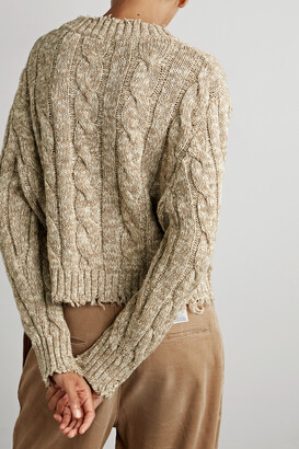 Denimist Distressed Cable-knit Cotton Sweater - Neutrals