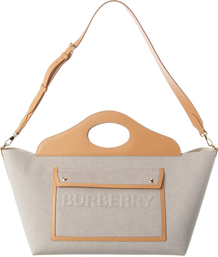 Burberry Canvas & Leather Pocket Tote