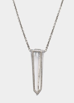 Kimberly 18K Rhodium Gold Crystal Quartz Obelisk Pendant with Diamonds