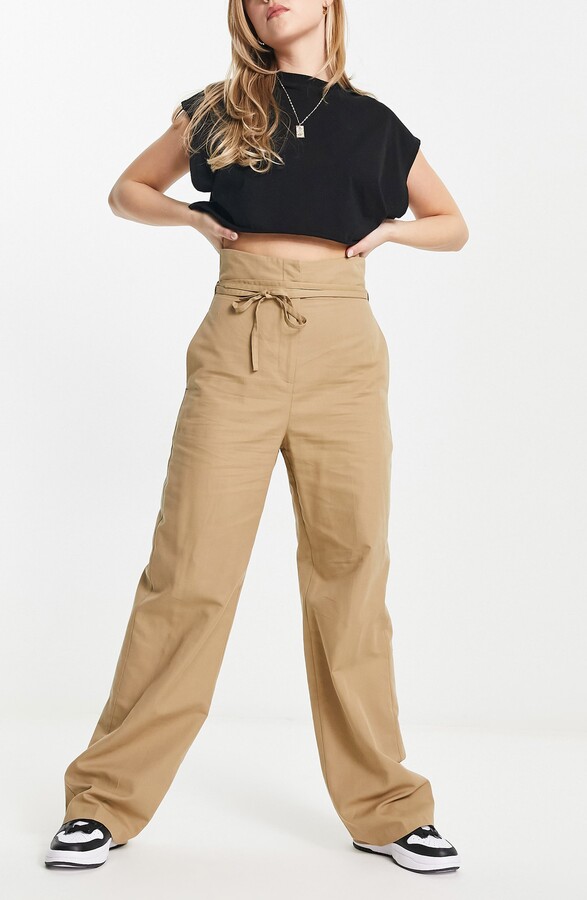 women's pants with tie belt