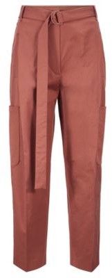 HUGO BOSS Relaxed Fit Pants In Portuguese Stretch Cotton - Brown