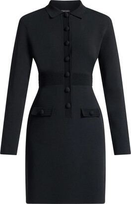 【TOM FORD】BLACK VISCOSE MINI DRESS Tom Ford Viscose Mini Dress TOM FORD