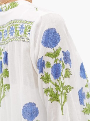 Juliet Dunn Tiered Floral-print Cotton Dress - Green White