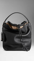 Thumbnail for your product : Burberry Medium Canvas Check Leather Hobo Bag