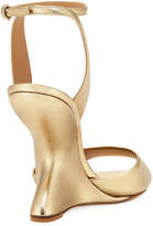 Thumbnail for your product : Ferragamo Arsina 105 Metallic Curved Wedge Sandals, Mekong Gold