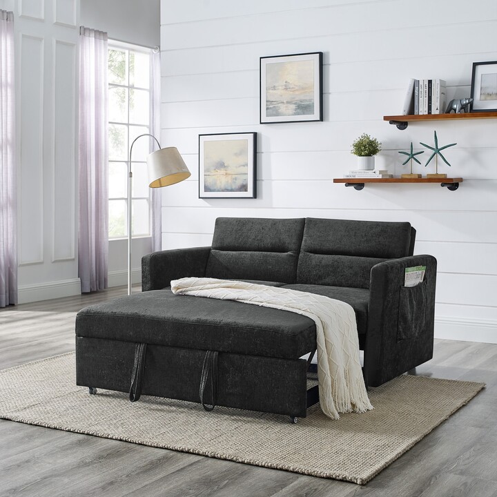 Bella Depot Loveseats Sofa Bed with Pullout Bed Adjutsable Back and