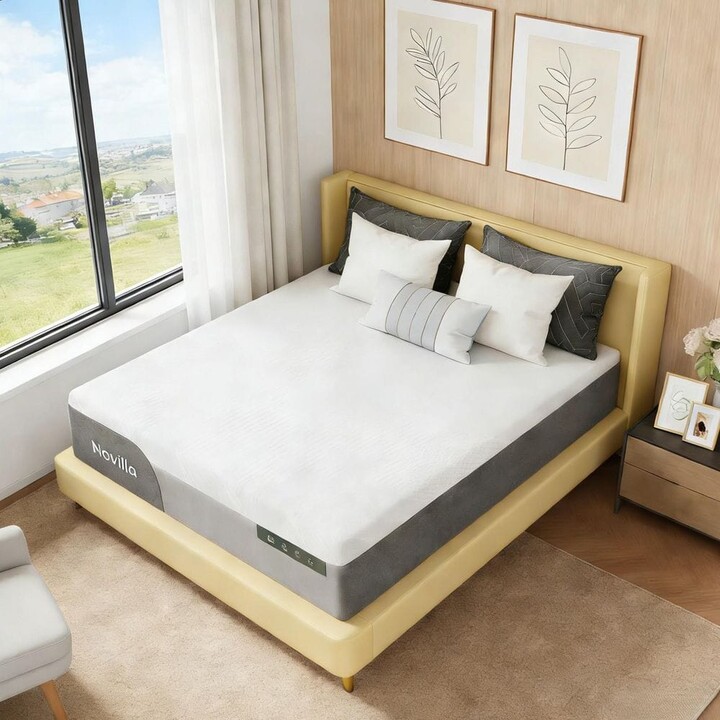 Novilla Cooling Queen Medium to Firm Gel Memory Foam 14 in. Mattress, Bed in a box, Breathable Cooling Gel Memory Foam Mattress