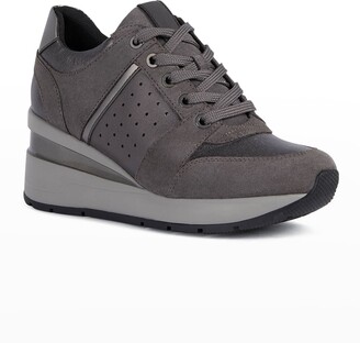 honey reach these Geox Zosma Metallic Leather Wedge Fashion Sneakers - ShopStyle