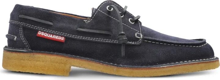DSQUARED2 Contrast-Stitch Leather Boat Shoes
