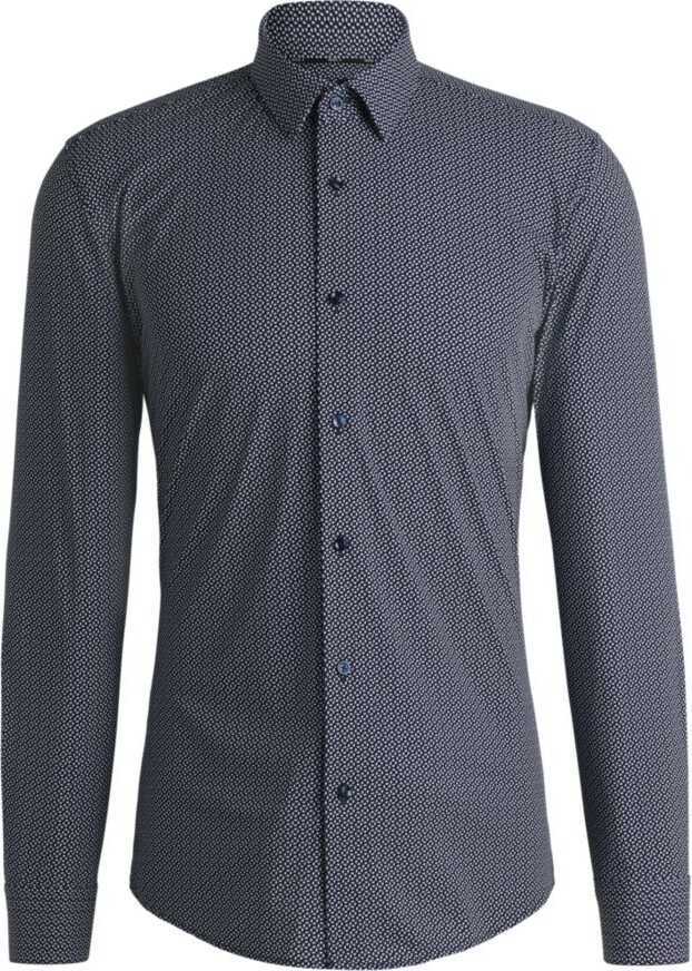 HUGO BOSS Slim-fit shirt in printed performance-stretch jersey