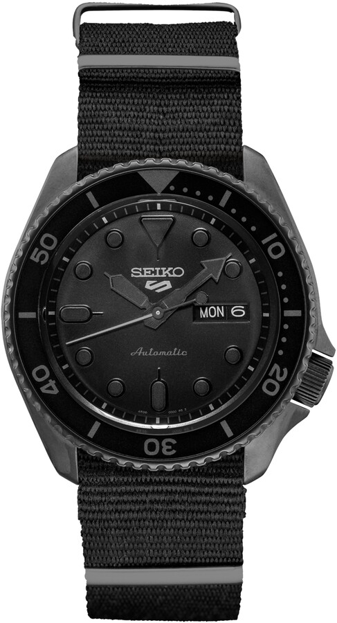Seiko Men's Automatic 5 Sports Black Nylon Strap Watch 43mm