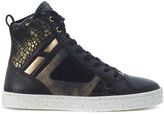 Thumbnail for your product : Hogan Sneaker R141 In Black And Gold Crocodile Printed Leather