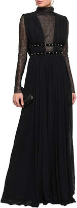 Philosophy di Lorenzo Serafini Embellished Lace-paneled Georgette Gown