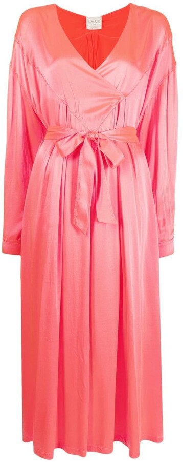 Pink Long Sleeve Wrap Dress | Shop the ...