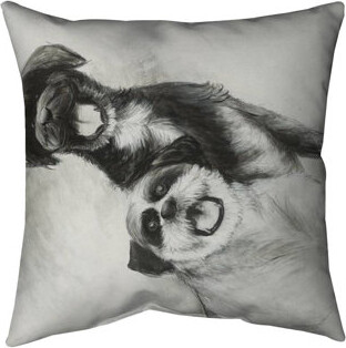 Begin Edition International Inc. Happy dogs sketch - 16"x16" Outdoors Throw pillow - Spun poly - Print on demand