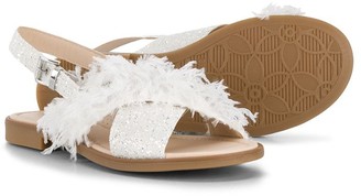 Florens TEEN feather-trim sandals